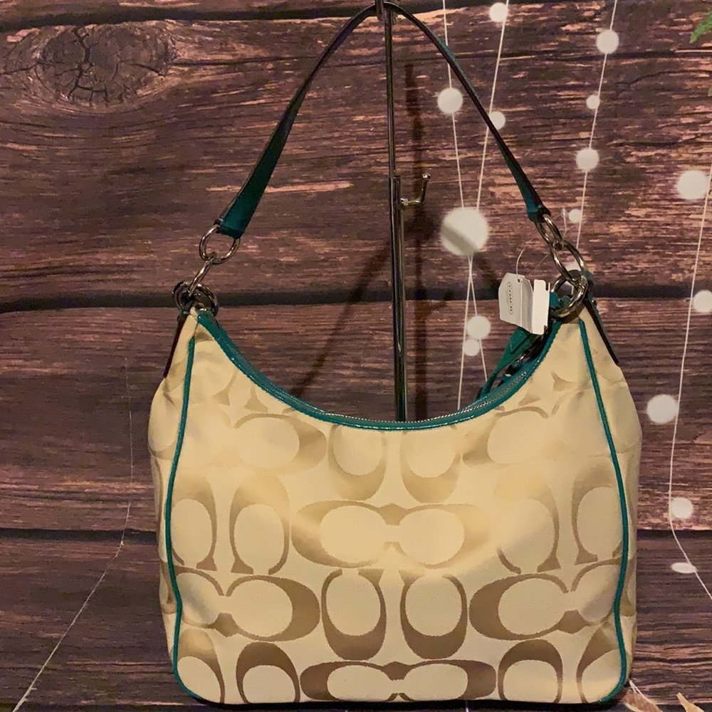 🌺COACH F21873 🌺 KHAKI BRIGHT JADE SIGNATURE - Picture 7 of 9